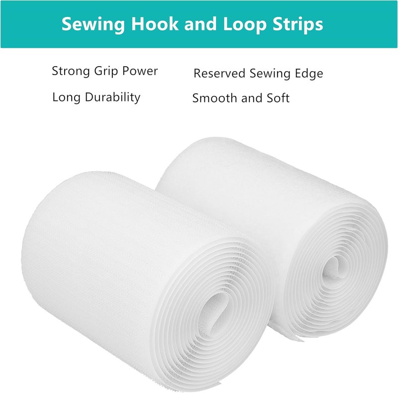 SICCOMA Sew on Hook and Loop Tape 4 Inch Wide,6.5 Feet Non-Adhesive Back Hook and Loop Strips Sewing Fastener Fabric Fastener Non Adhesive Interlocking Tape White - Image 3